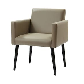 Poltrona Decorativa Luca Soft Sala De Recepção Em Tecido Sintético - Bege - Cor: Bege