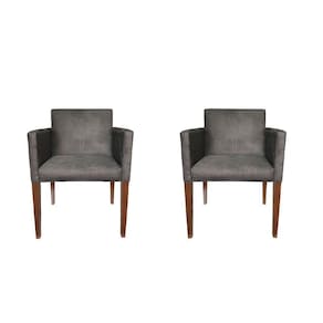 Kit 2 Poltronas Nina Para Escritório Sala De Recepção Tecido Suede - Cinza - Cor: Cinza