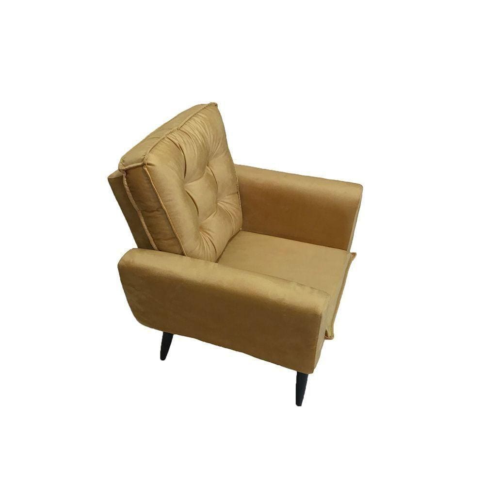 Poltrona Saturno Para Sala De Estar Quarto Escritório Tecido Suede - Amarelo - Cor: Amarelo