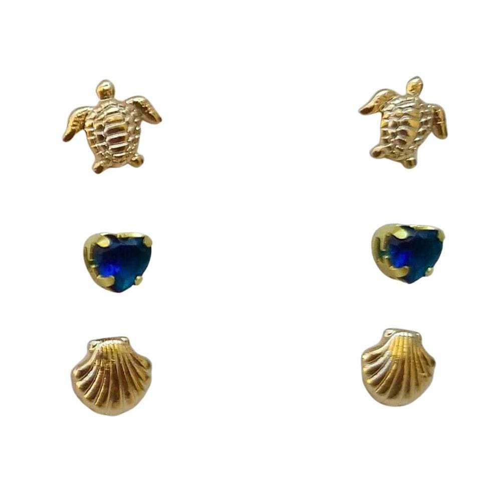 Trio de brincos moda praia