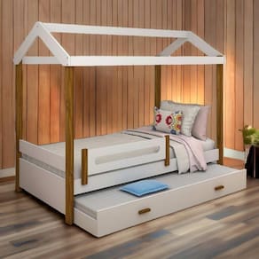 Cama Casa Elisa Branca com Auxiliar e 02 Colchões