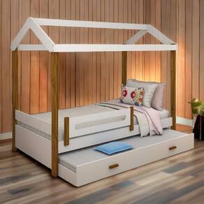 Cama Casinha Elisa Branca com Cama Auxiliar