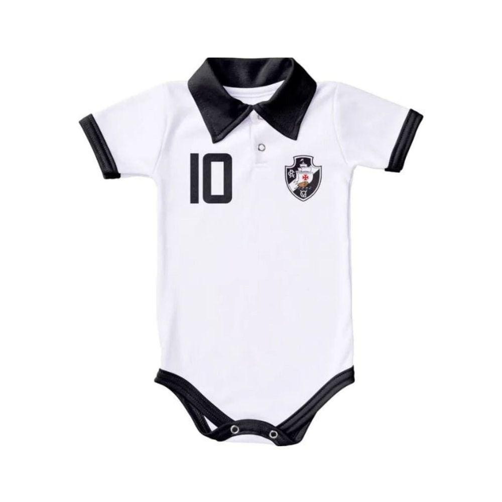 Body Pólo Bebê Vasco Branco Manga Curta - Torcida Baby