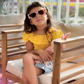 Conjunto Infantil Menina Shorts Jeans Blusa Ciganinha Amarela