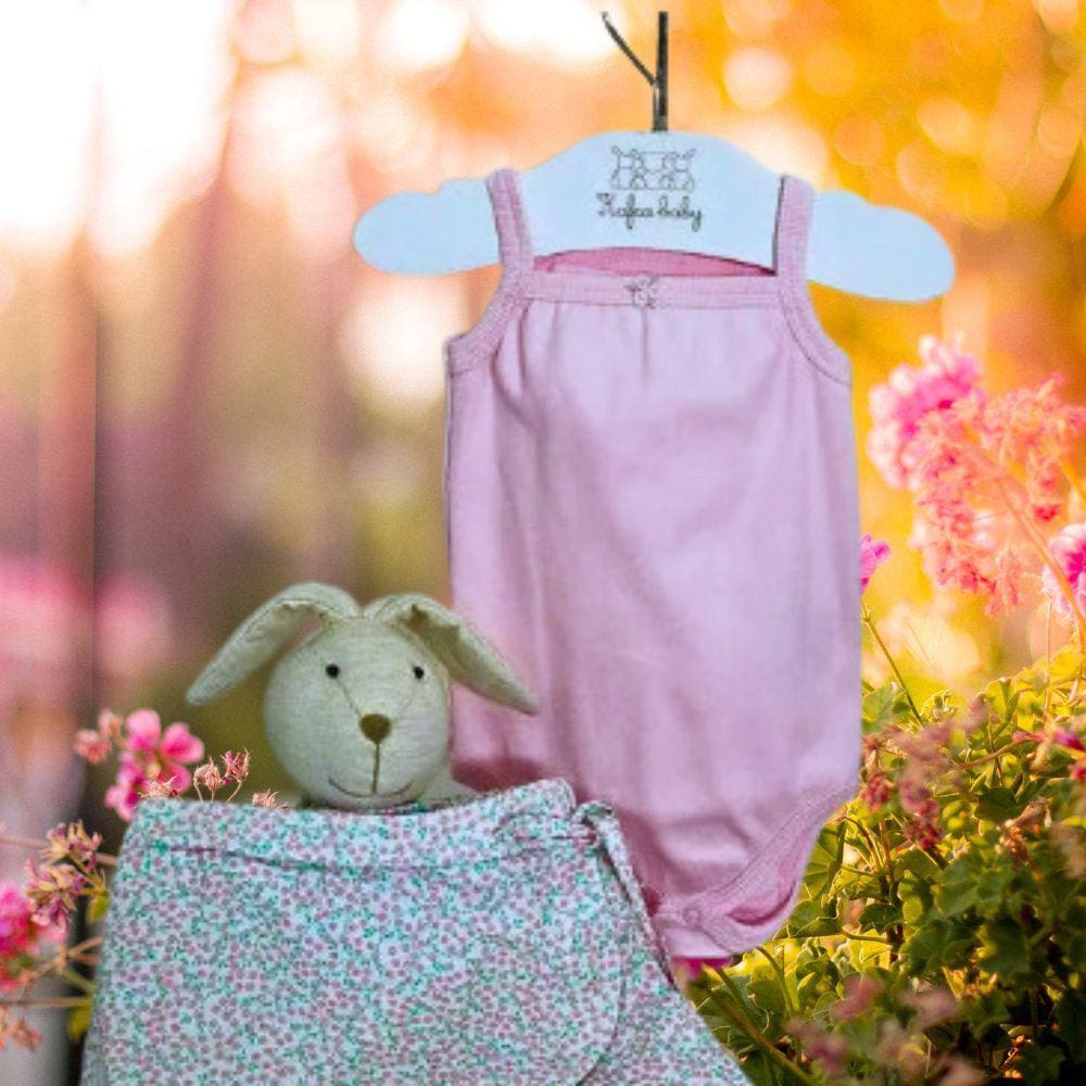 Conjunto Infantil Menina Shorts Saia Floral com Body