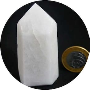 Ponta Quartzo Leitoso Lapidado Gerador Sextavado 8 a 9 cm