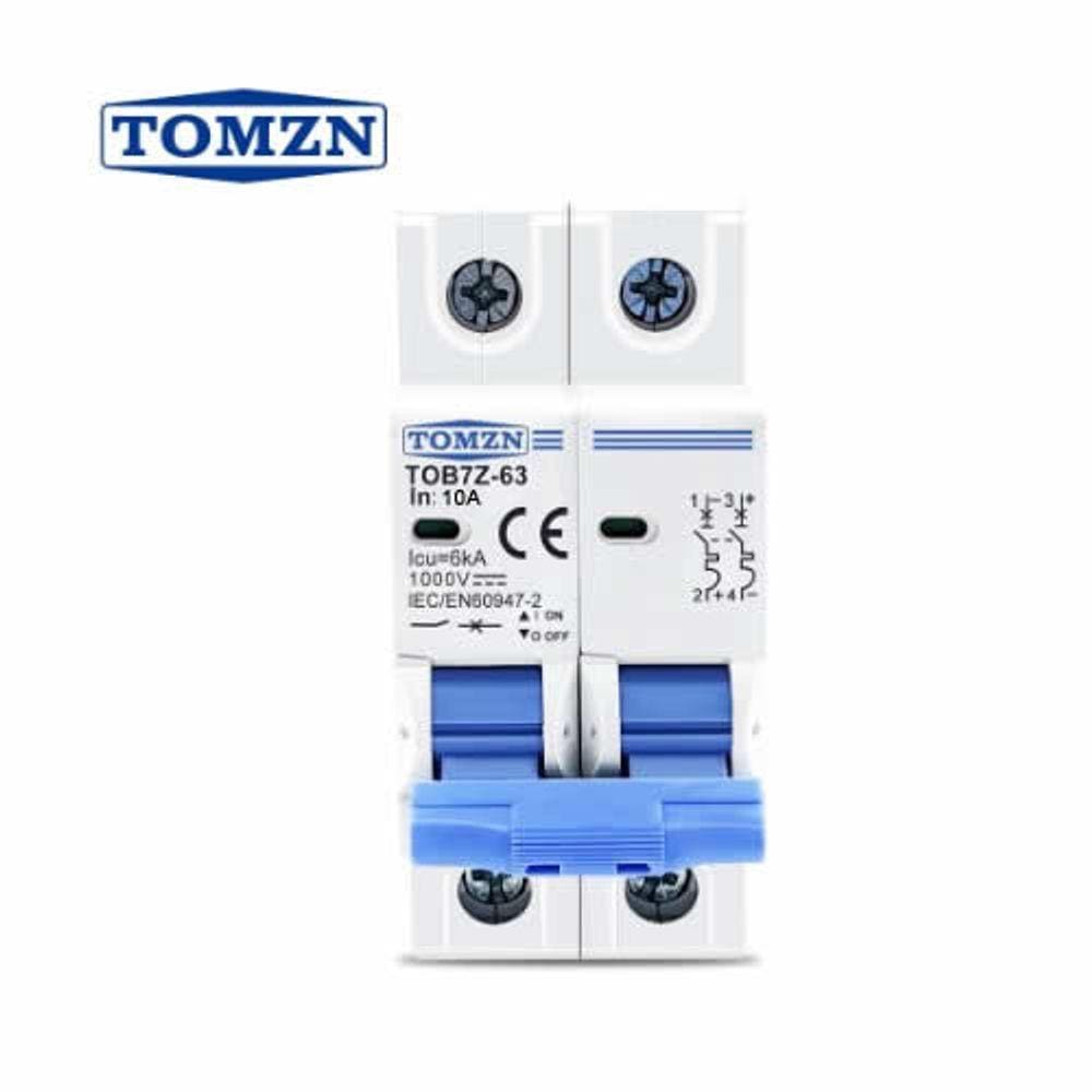 Disjuntor DC/CC 10A 1000V Bipolar P/ Painéis Solar / Baterias - Tomzn