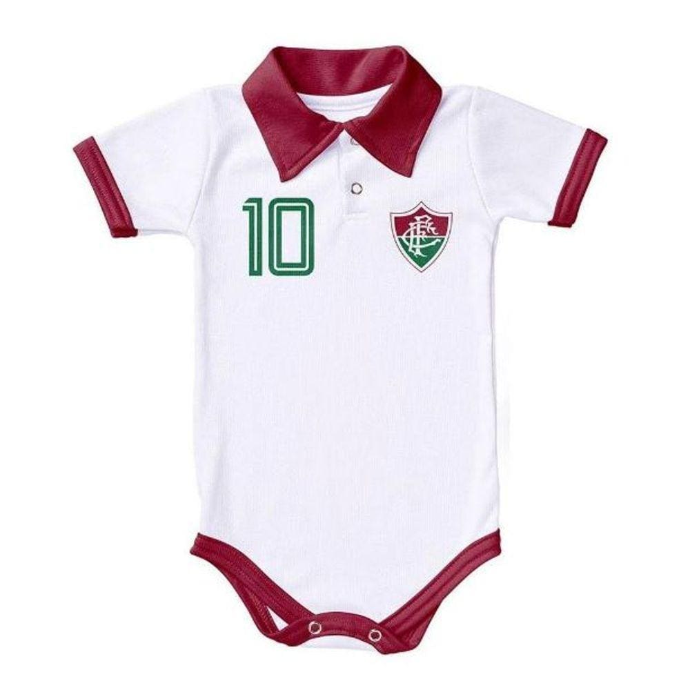 Body Pólo Bebê Fluminense Branco Manga Curta - Torcida Baby