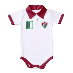 Body Pólo Bebê Fluminense Branco Manga Curta - Torcida Baby