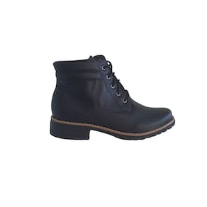 Bota Feminina Coturno Botinha Cano Curto Salto Baixo Preta