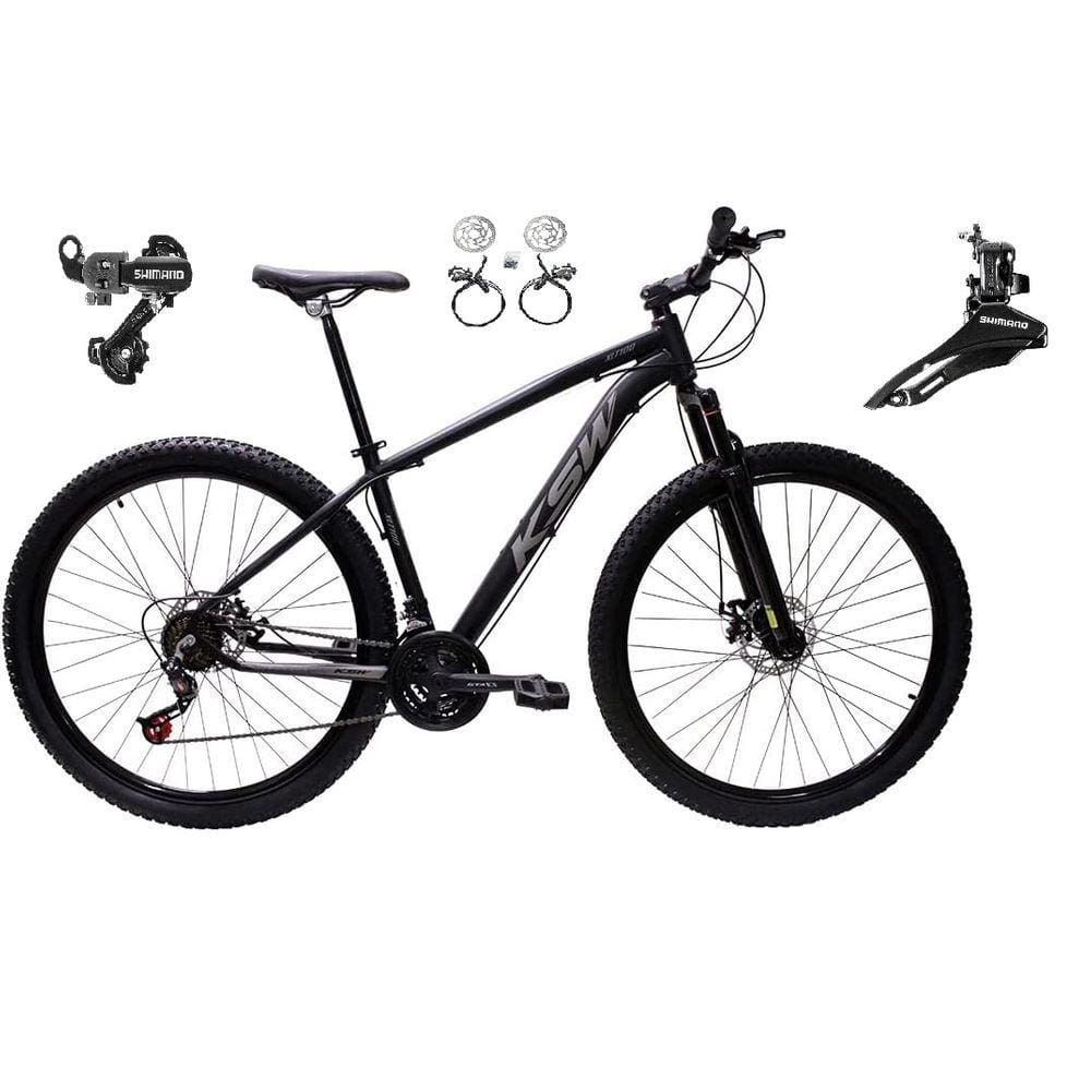 Bicicleta aro 29 Ksw Xlt 24v Câmbios Shimano Freios Hidráulicos Garfo com Suspensão - Preto\Prata