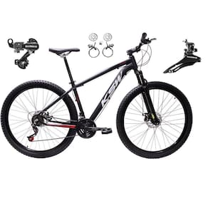 Bicicleta aro 29 Ksw Xlt 24v Câmbios Shimano Freios Hidráulicos Garfo com Suspensão - Preto\Vermelho\Branco