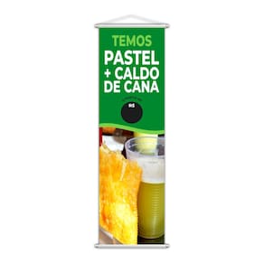 Banner Temos Pastel e Caldo de Cana Preço Lanche 100x30cm