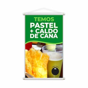 Banner Temos Pastel e Caldo de Cana Preço Lanche 80x50cm