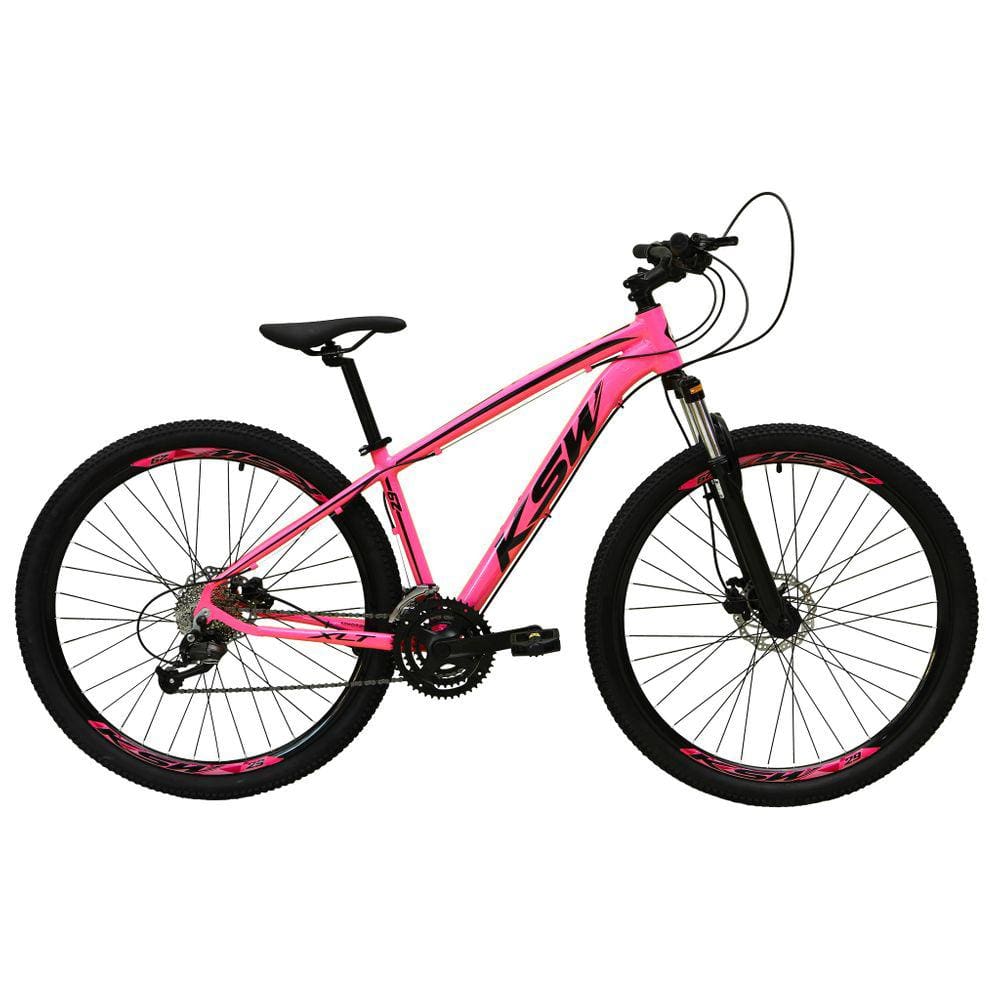 Bicicleta Aro 29 Ksw Xlt Câmbios Shimano 24v K7 Freios Hidráulicos Garfo Com Trava - Rosa