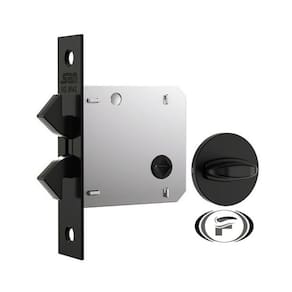 Fechadura 1006 Bater Correr Banheiro Preta Roseta Redonda Stam