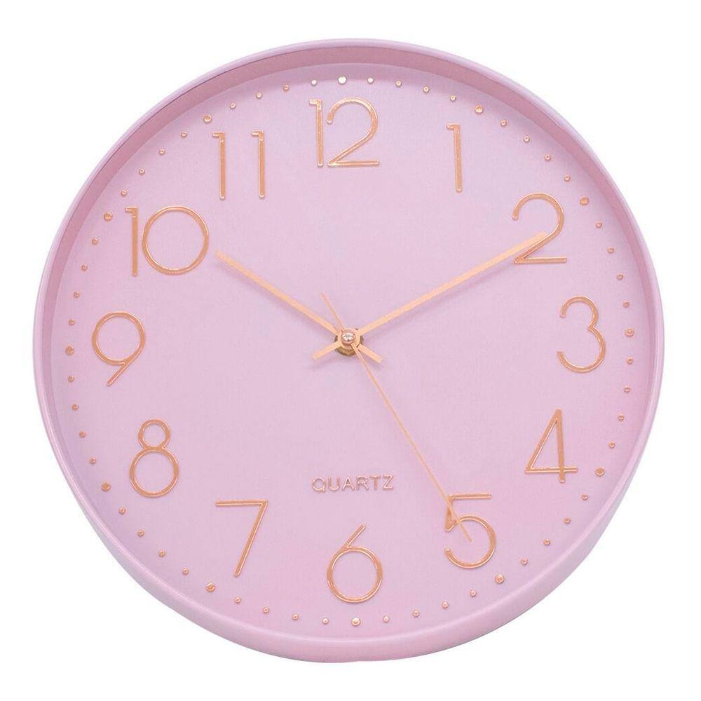 Relógio De Parede Rosa Grande Redondo - 30x30cm