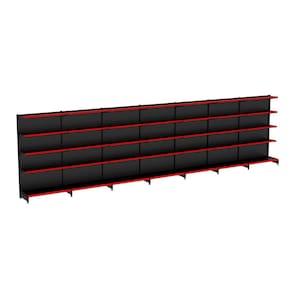 Gondola Parede 196 Flex Kit 7 Metros Preto Pe Vermelho