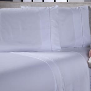 Jogo De Cama Lençol Casal Queen Sofist Ponto Palito 400 Fios Toque Macio 03 Peças - Branco