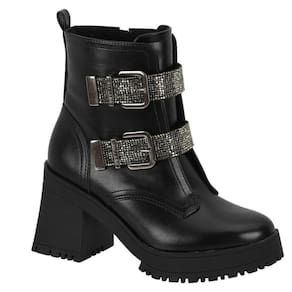 Bota Coturno Vizzano Com Tiras De Brilho Fashion e Salto Grosso