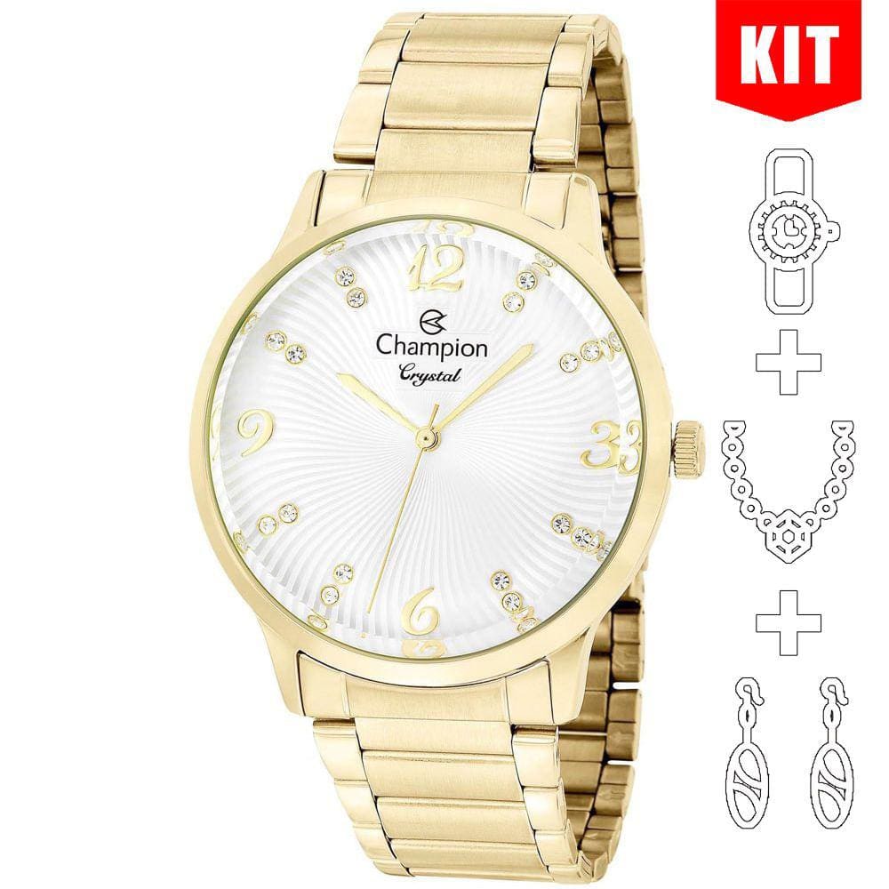 Relógio CHAMPION KIT feminino dourado analógico CN25556W