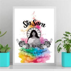 Quadro Santa Sara Protetora Ciganos 45X34Cm - Com Vidro