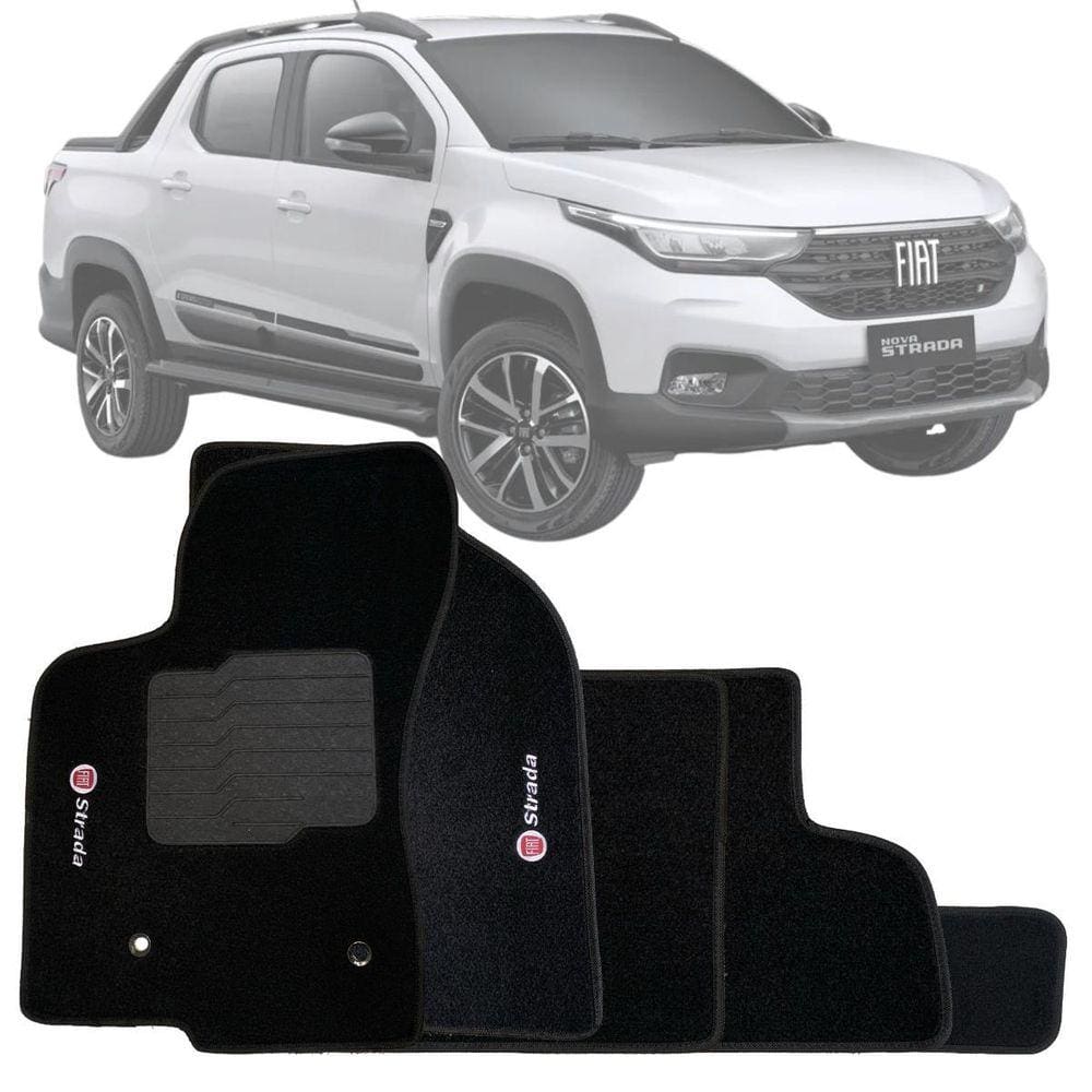Jogo Tapete Carpete Nova Fiat Strada Com Bordado