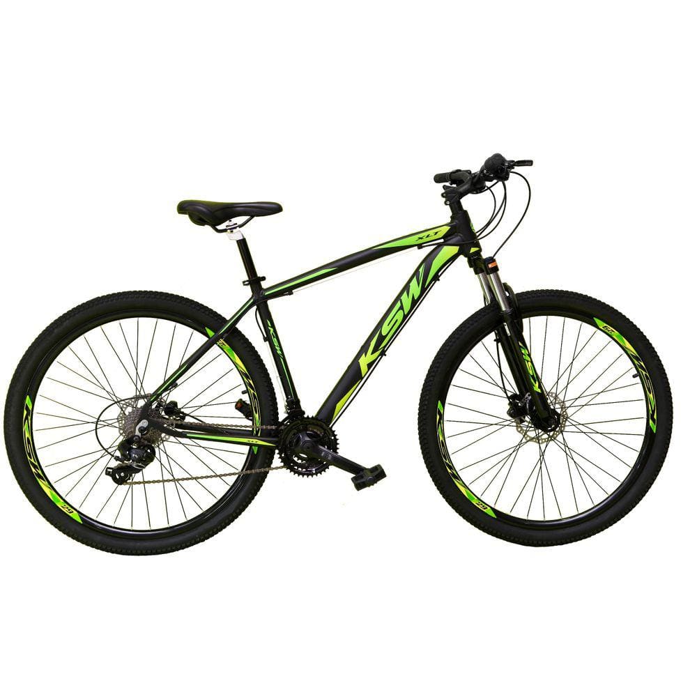 Bicicleta Aro 29 Ksw Xlt 27v Freio Hidráulico K7 Garfo com Trava - Preto\\Verde