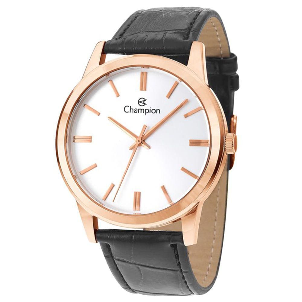 Relógio CHAMPION feminino dourado rosê couro CN20702Z