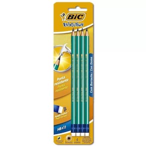 Lápis Preto Nº 02 C/Borracha Bic Evolution Kit C/4 Redondo