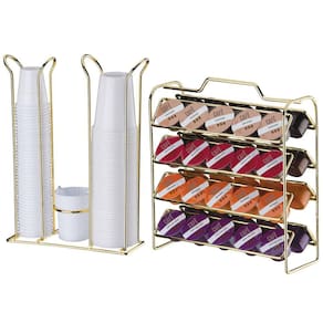 Kit Suporte Porta 40 Cápsulas Café Três Corações Organizador Copos Descartáveis Dourado - Future
