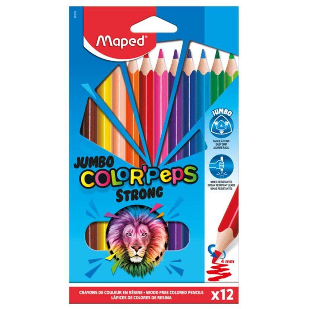 Lápis de cor Strong Jumbo 12 cores 863312 - Maped