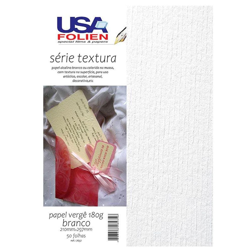 Papel vergê A4 180g branco 50 folhas 7637 - Usa Folien