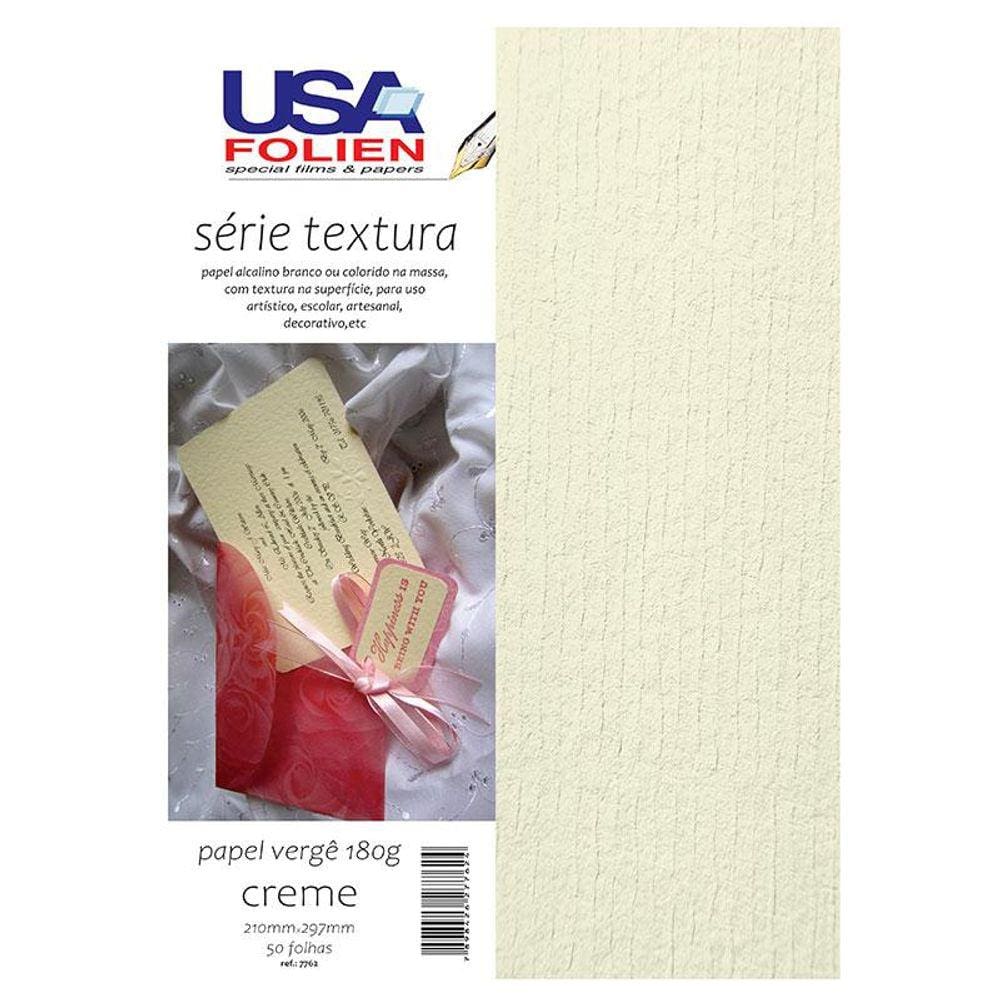 Papel vergê A4 180g creme 50 folhas 7762 - Usa Folien