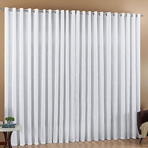 Cortina Luz Voil Bordado 3,00X2,80 Sala Quarto Branca