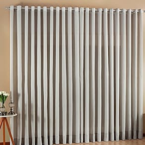 Cortina Sol Voil Gaze De Linho 3,00X2,80 Sala Quarto Prata