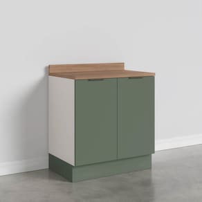 Balcão 2 Portas Com Tampo e Rodapé Ipanema CabeCasa MadeiraMadeira Verde Folha/Branco