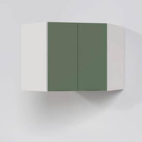 Armário Aéreo Canto Oblíquo 2 Portas Ipanema CabeCasa MadeiraMadeira Verde Folha/Branco