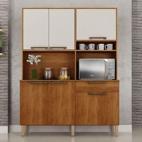 Armário de Cozinha 6 Portas 1 Gaveta Siena Sallêto Móveis - Cinamomo/Off