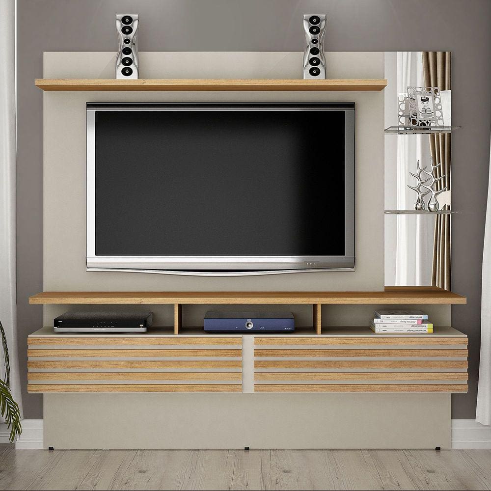 Estante Home para TV Até 65 Polegadas 2 Portas Miami Valdemóveis Off White/Cinamomo