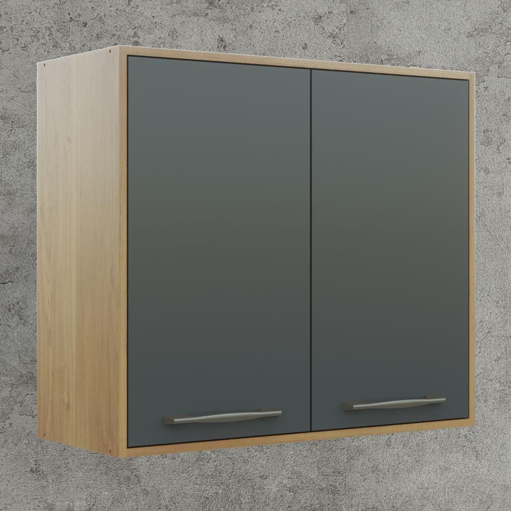 Armário Aéreo para Cozinha 2 Portas 80cm Áustria Valdemóveis Cinamomo/Grafite