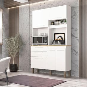 Armário de Cozinha 5 Portas 2 Gavetas Dubai Sallêto Móveis - Branco