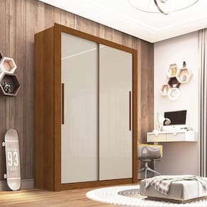 Guarda Roupa 2 Portas 2 Gavetas Panama Sallêto Móveis - Cinamomo/Off