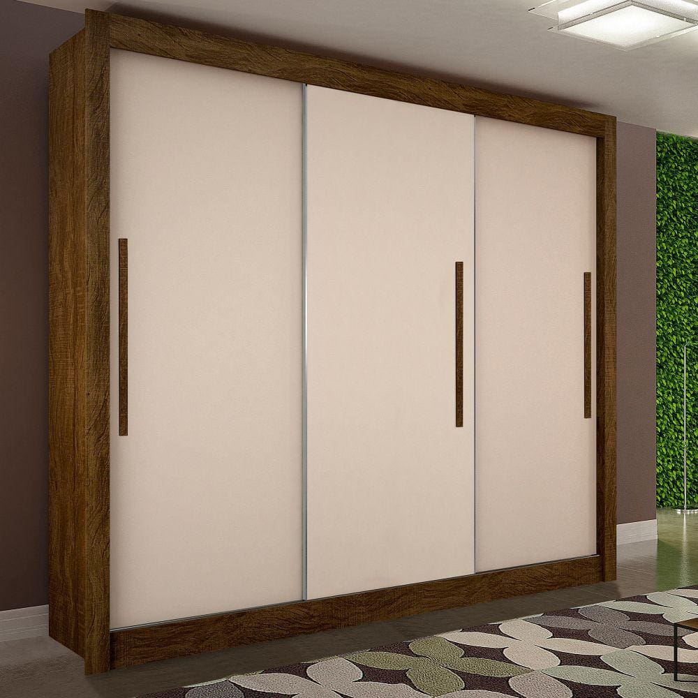 Guarda Roupa Casal 3 Portas 4 Gavetas Tokio Sallêto Móveis - Ipe/Off