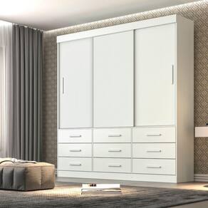Guarda Roupa Casal 3 Portas 9 Gavetas New Star Sallêto Móveis - Branco