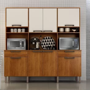 Armário de Cozinha 8 Portas 2 Gavetas Imola Sallêto Móveis - Cinamomo/Off
