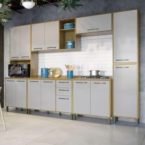 Cozinha Completa 6 Peças Áustria Valdemóveis Cinamomo/Off White