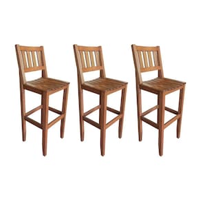 Kit Com 3 Banquetas Madeira Maciça Mineira Para Area Externa Malbec - Cor: Marrom