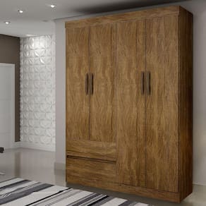 Guarda Roupa Solteiro 4 Portas 2 Gavetas New Porto Sallêto Móveis - Ipe