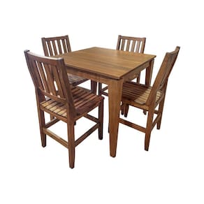 Conjunto De Mesa Madeira Maciça Itália Com 4 Cadeiras Mineira 90x90cm Malbec - Cor: Marrom